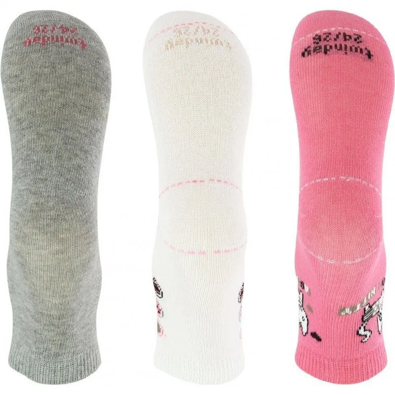 TWINDAY 3 paires Chaussettes Bébé Fille FASHIONCAT Rose Gris Blnc