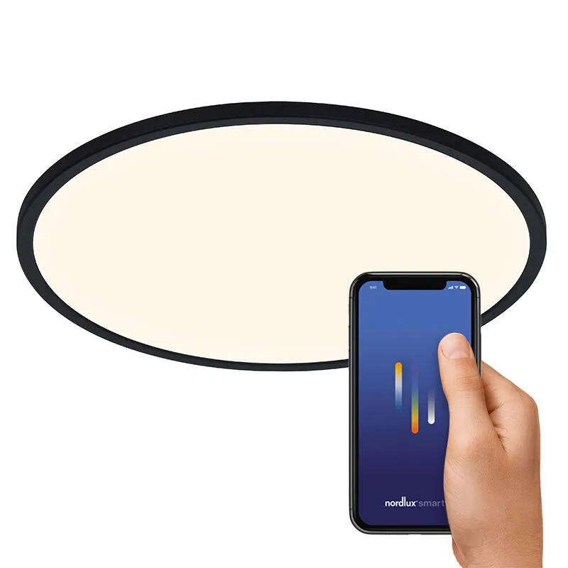 Zwarte smart plafondlamp modern, Ojasmart, 20W, warm tot koud wit verstelbare LED